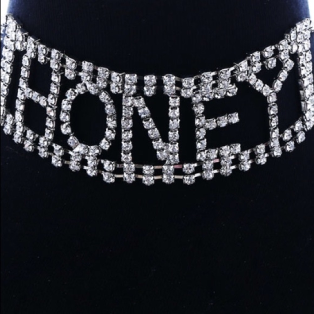 Honey necklace choker crystal rhinestone glam rave